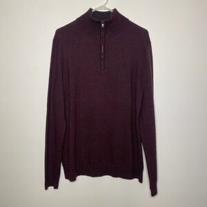Express 100% Merino Wool Quarter Zip Mens Large Sweater Pullover Maroon